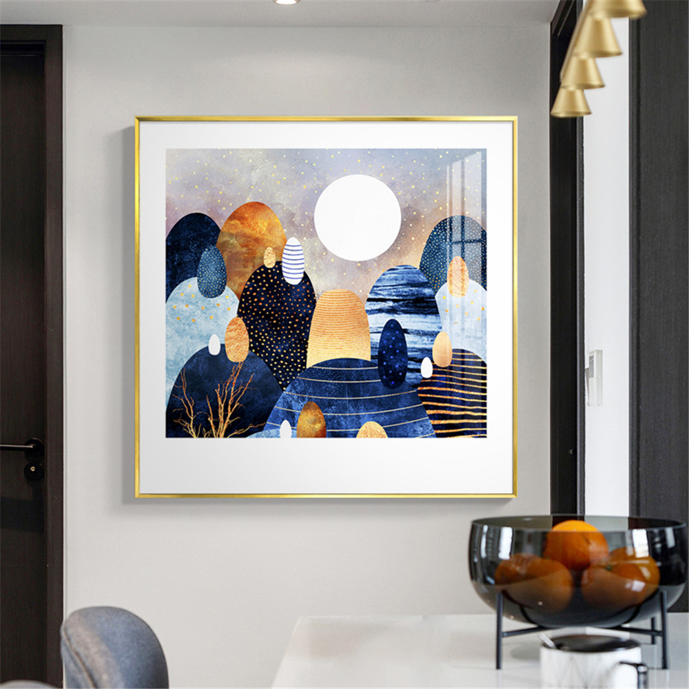 抽象客厅装饰画方形风景墙画创意简约日月星辰挂画几何餐厅壁画