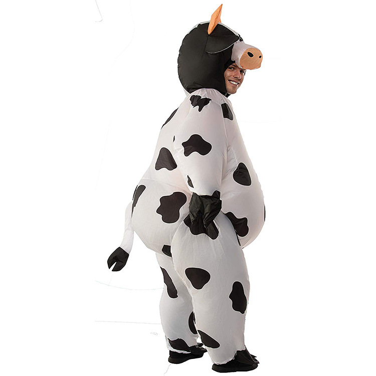 万圣节圣诞节奶牛充气服网红奶牛年会表演服cosplay行走人偶服