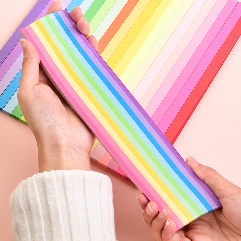 得力74835星星折纸条套装学生儿童手工diy折纸彩虹纯色多色可选