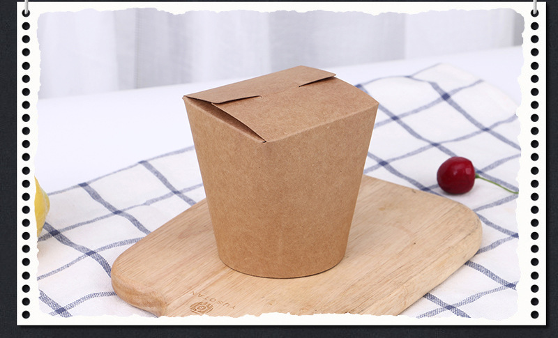 一次性牛皮纸面条盒圆形底加厚打包便当纸盒意面炒面盒子logo定制