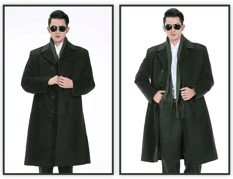 美国07海男士军官长款校尉呢子大衣 干部羊绒羊毛藏青防寒式风衣