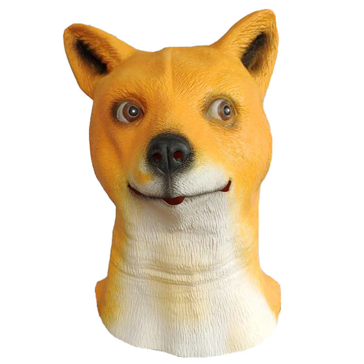 万圣节动物面具神烦狗头套黄色秋田犬单身狗脸罩舞会派对道具玩具
