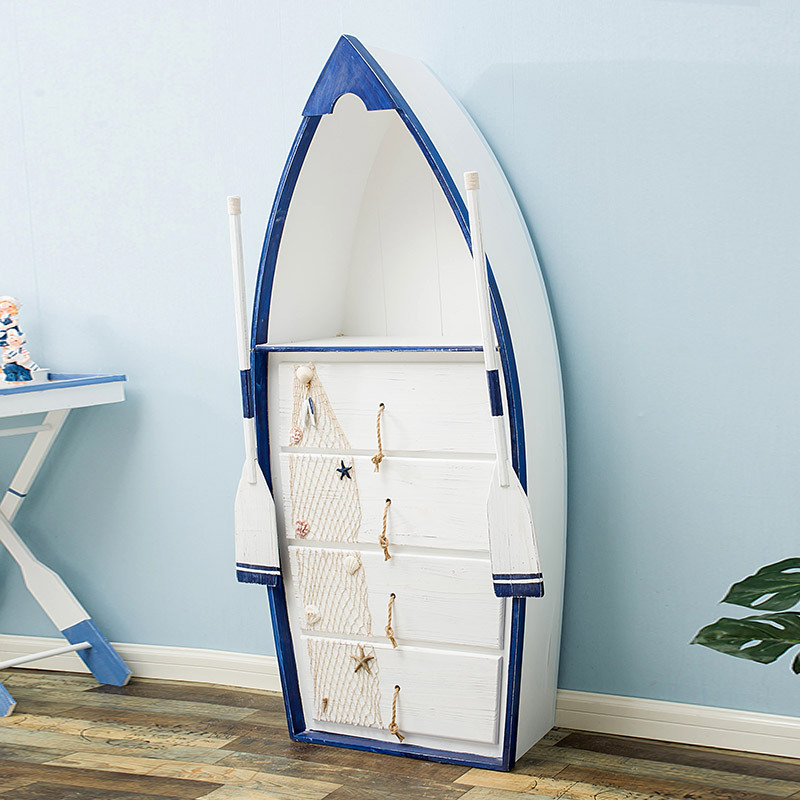 抽四大船型储物地中海床头柜立柜柜子手工做旧海洋书柜帆船柜子