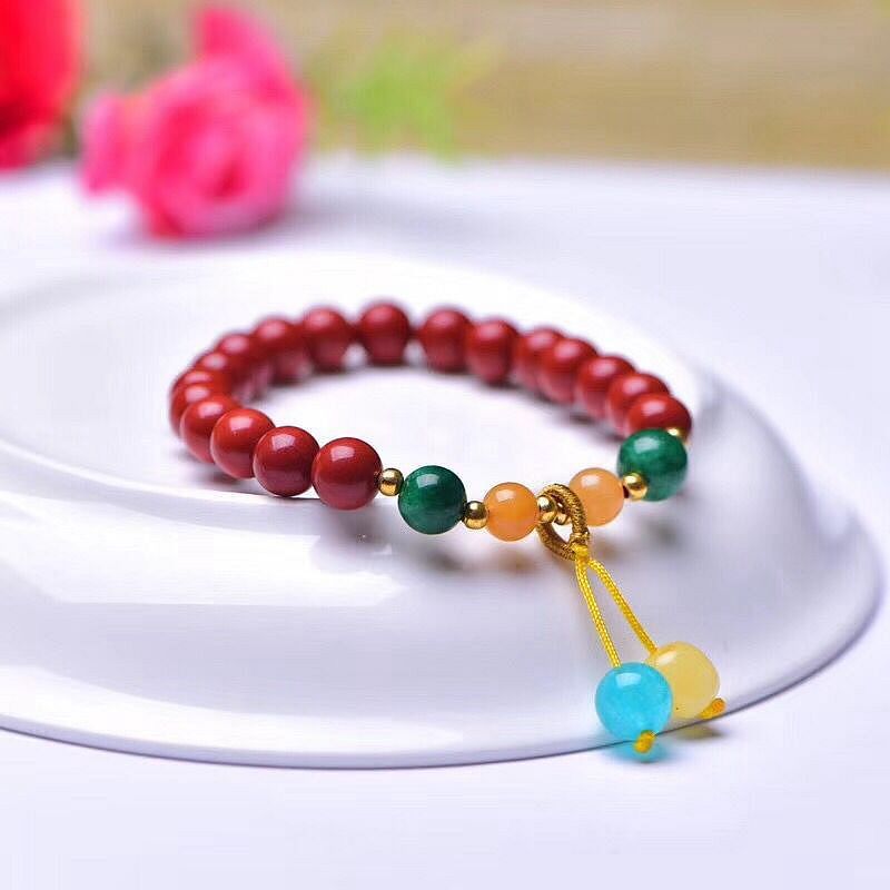 天然红石单圈手链 红碧玉手串 晶体红润表面光滑 diy男女款饰品