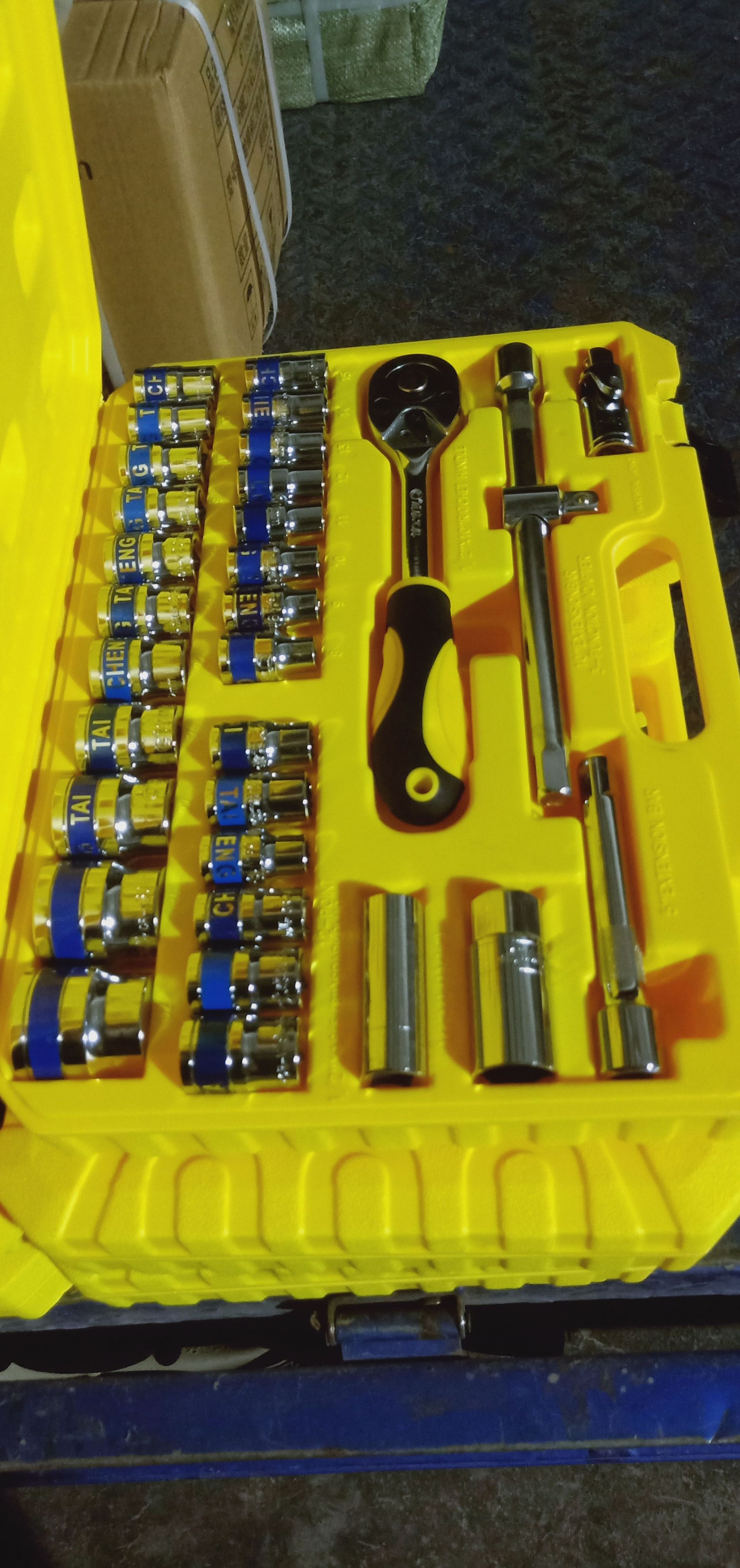 蓝带32件crv铬钒钢套筒组套扳手 汽保维修用组套工具 蓝带套筒头