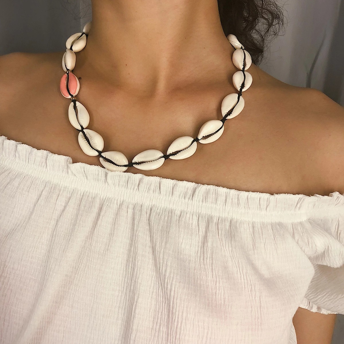 新款时尚贝壳项链 波西米亚沙滩休闲自然风纯手工锁骨链厂家直销