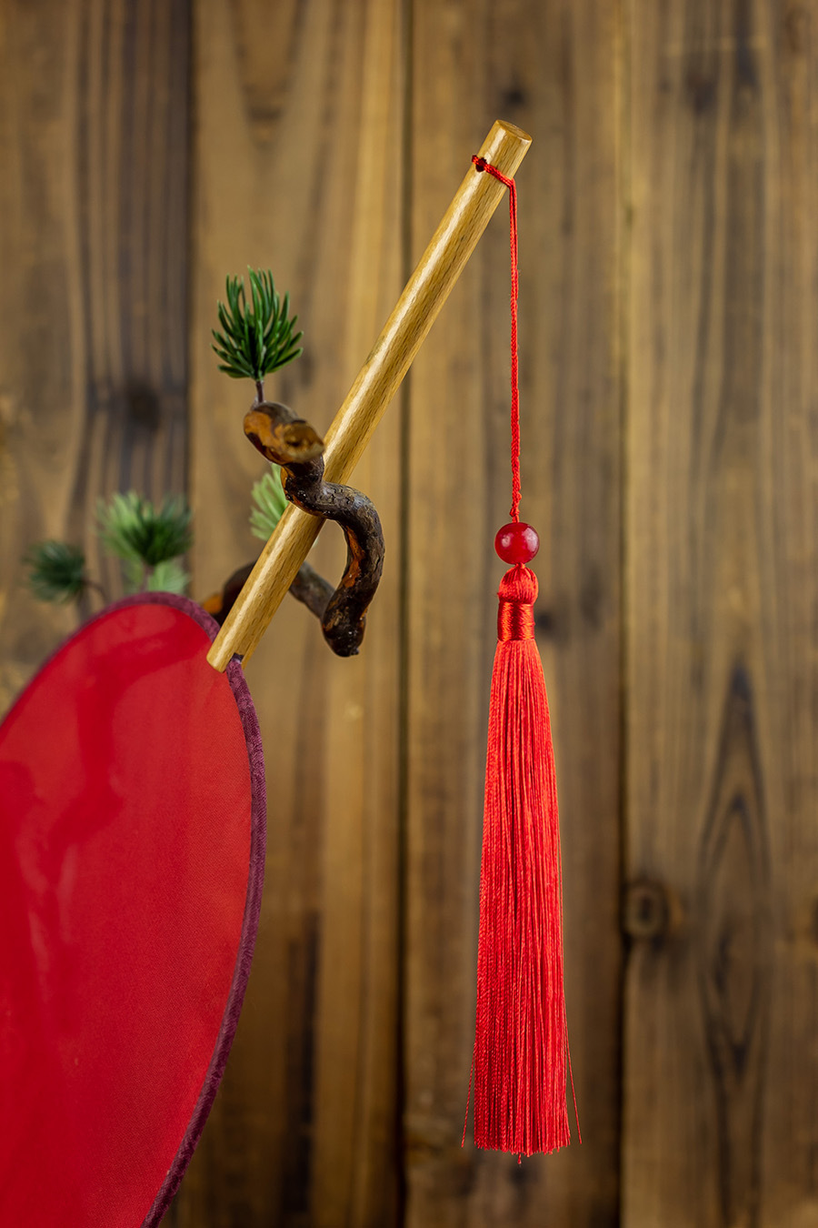 新娘团扇材料包扇子红扇半透明古风圆扇手捧花扇红色扇材料可定制