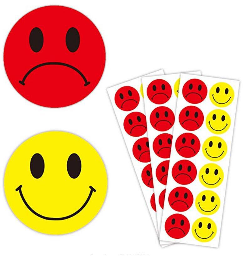 5in红黄色笑脸标签定制娱乐diy不干胶贴纸 源头厂家信封礼盒