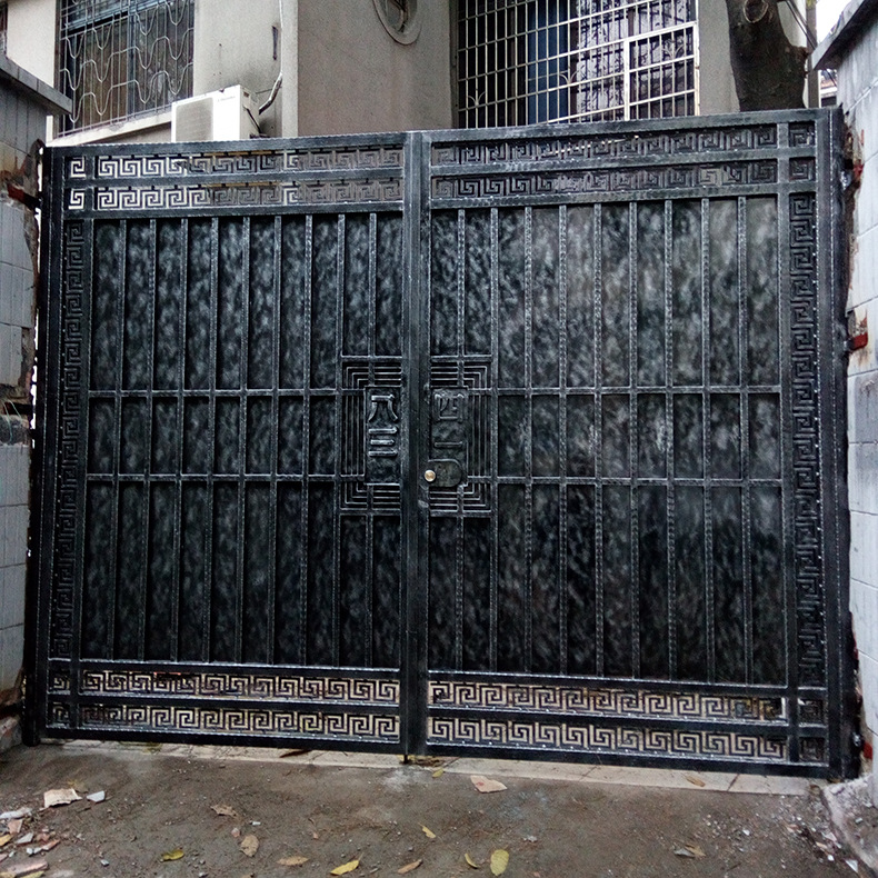佛山厂家 豪华庭院铁艺大门 中式别墅防盗大门 热镀锌铁艺封板门
