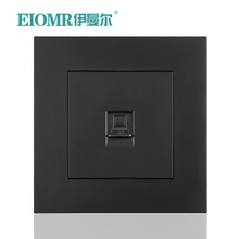黑色一位电脑插座面板86型单孔电脑网线墙壁暗装网络光纤宽带插座