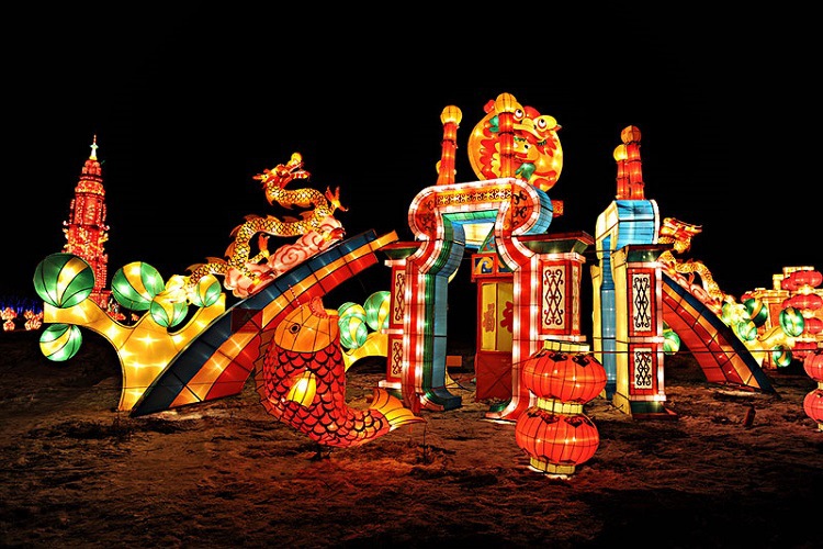 暖尔大型节日花灯彩灯造型新春送福动物彩灯元宵灯景区公园布置