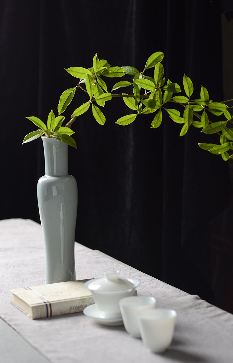 颜色釉美人肩花插景德镇全手工高温陶瓷 桌面插花瓶 东方古典风格