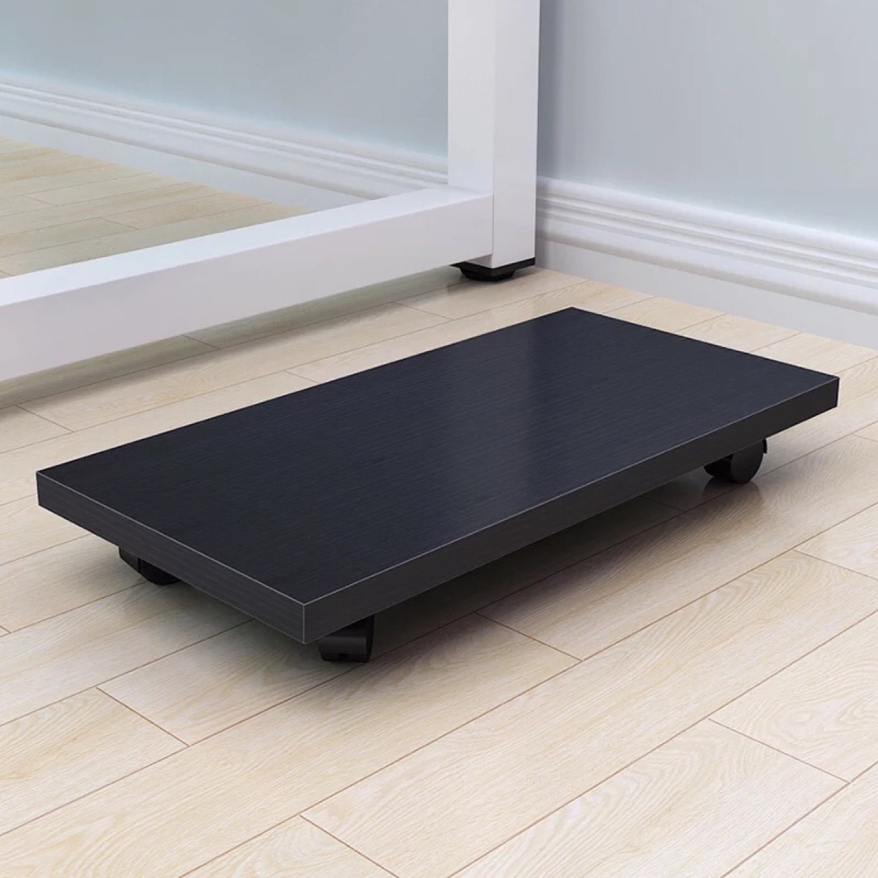 可移动滑轮台式电脑主机托架木质托盘机箱架底座置物架收纳架子