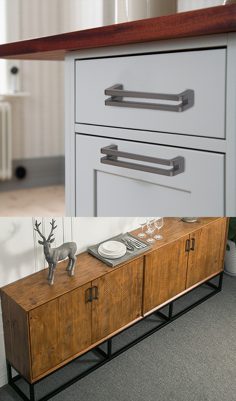 苏吉尔现代简约美式黑色珍珠灰拉手北欧家装灰色抽屉橱柜吊柜拉手