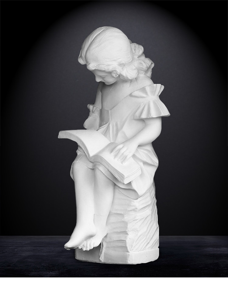 艺伯乐石膏像读书看书女孩50cm素描美术教具雕塑头像雕像模型摆件