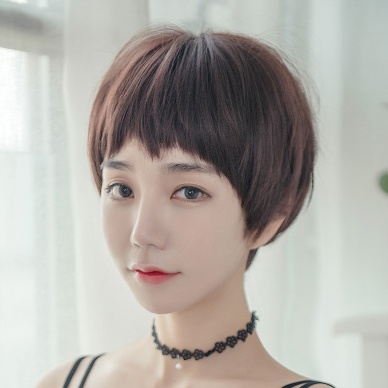 尚青丝二次元狗啃式刘海假发女短发自然逼真奶奶灰bobo头假发批发