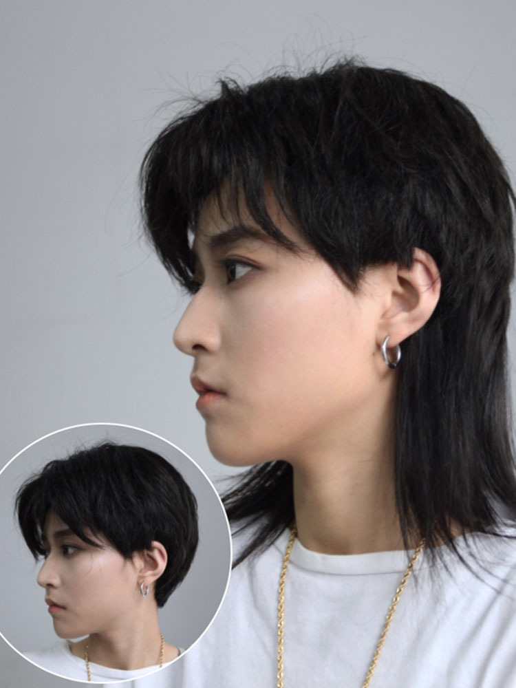网红鲻鱼头假发男女生韩版帅气短发时尚中分中长发中性风男士发套