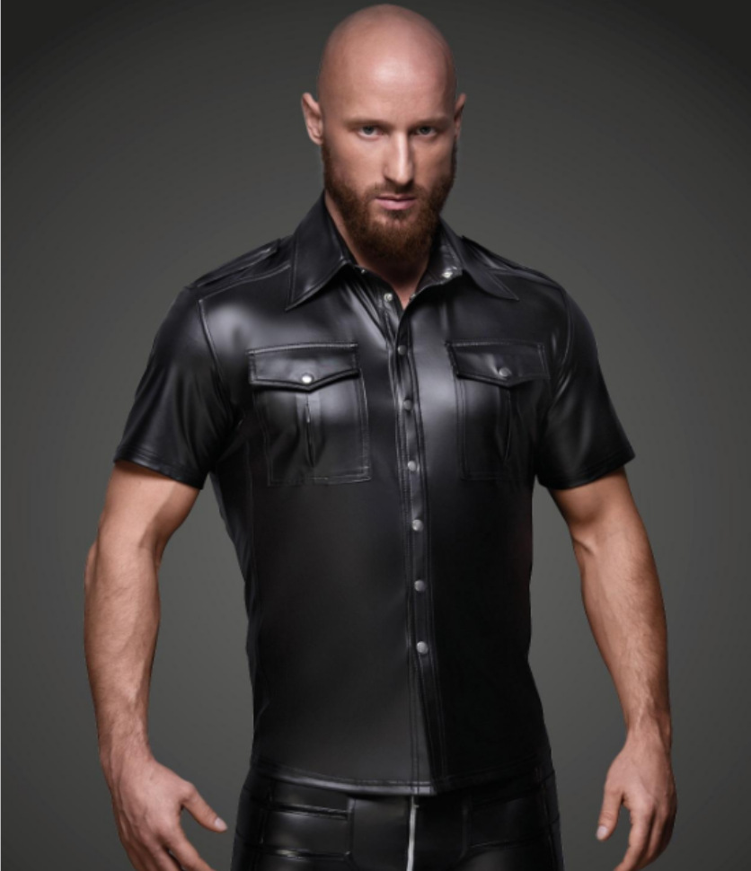 欧美情趣男款漆皮上衣衬衫 夜店酒吧ds舞台装亚光皮演出服 cos服