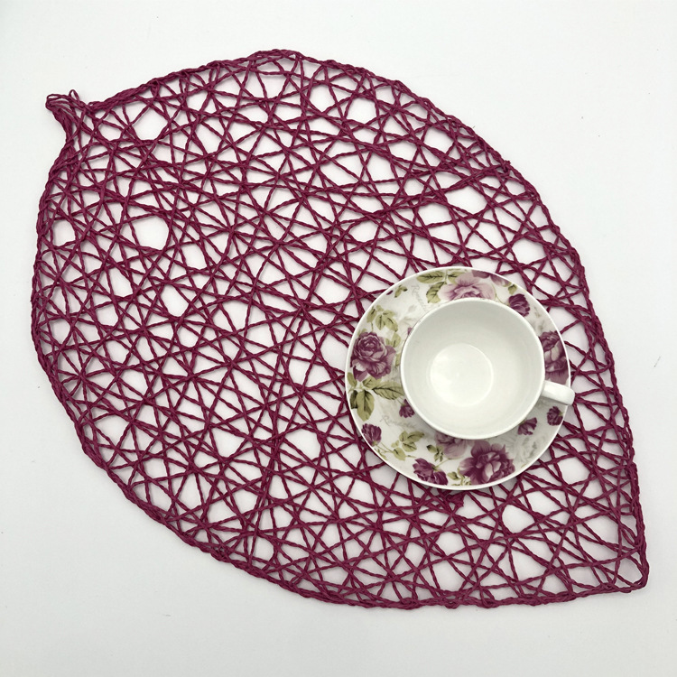 现代简约纸绳乱编树叶形餐桌垫杯垫隔热垫幼儿园教具装饰用品