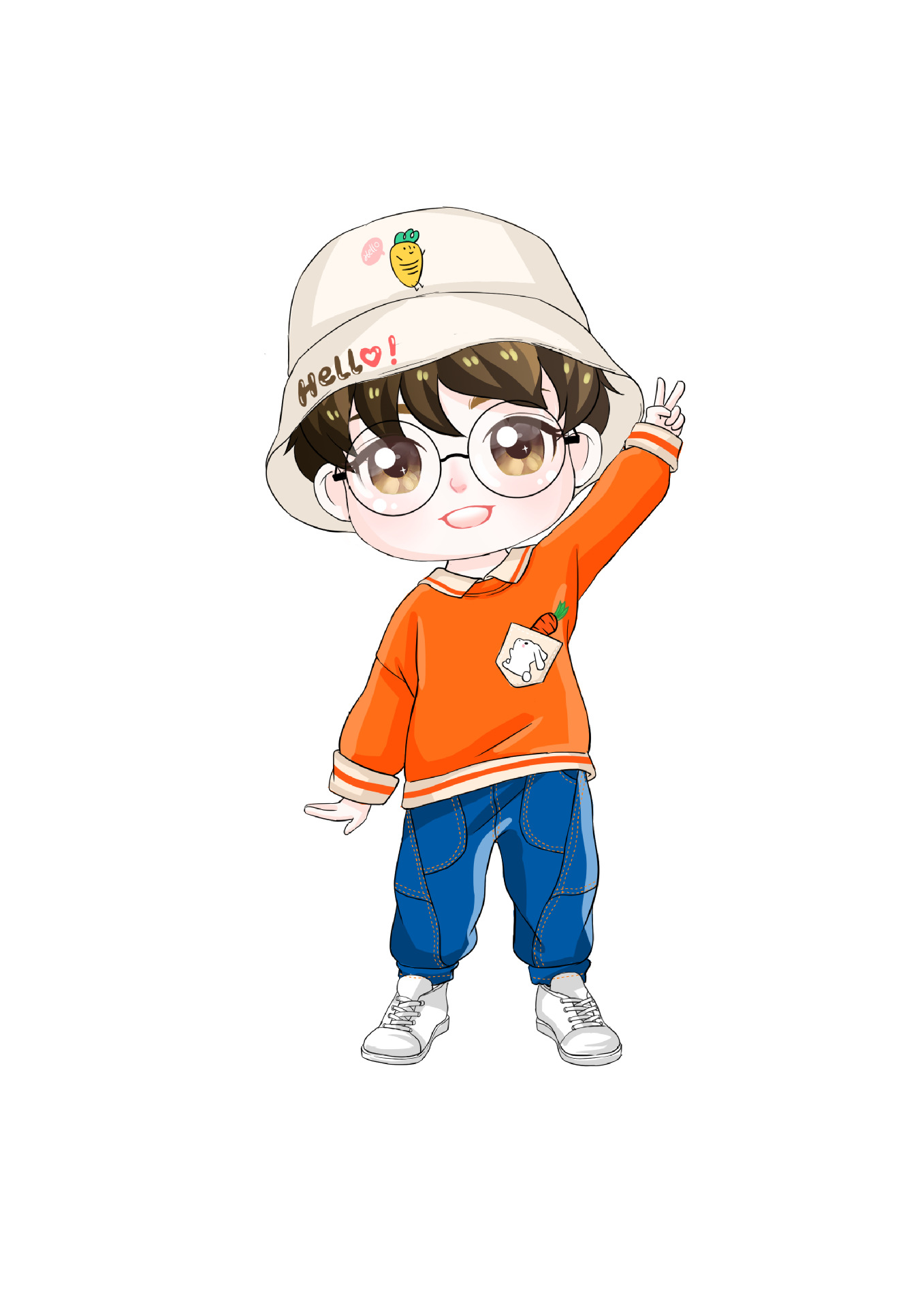 2020儿童套装男宝宝春季翻领卡通印花卫衣牛仔裤两件套一件代发