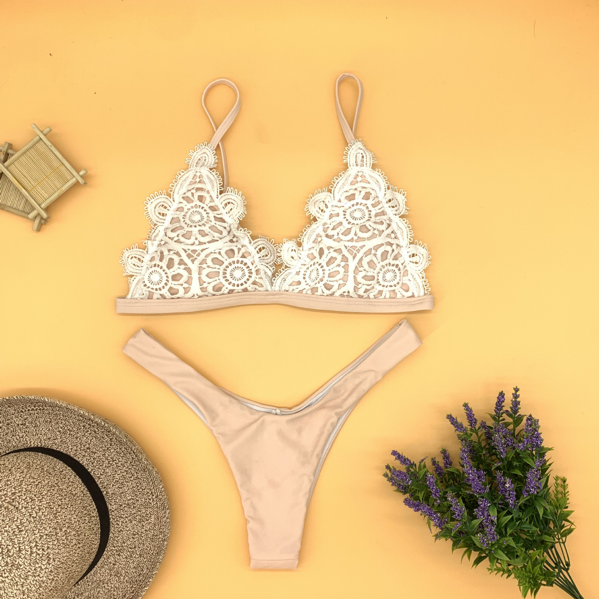 奇迹2019年新款性感比基尼亚马逊泳衣蕾丝边泳装三角比基尼bikini