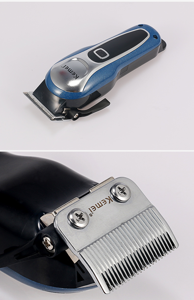 跨境科美液晶显示充插电专业发廊油头雕刻推白大功率大容量电推剪