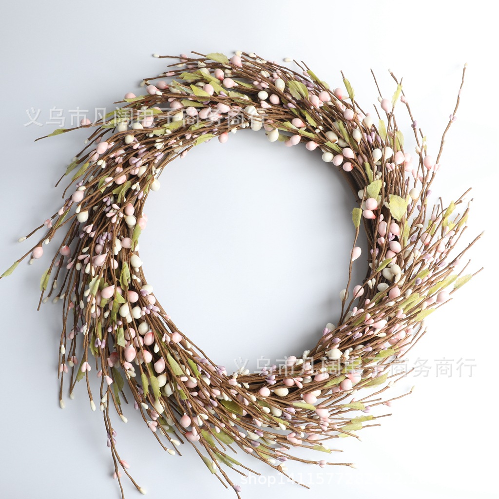 内径20cm 婚礼圣诞节舞会门挂花环门饰 纯手工天然草编花环