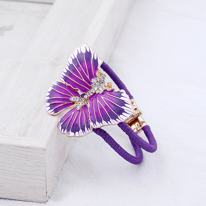 s98383d个性创意珐琅釉手环时尚水晶镶钻双层绒线炫彩蝴蝶手镯女