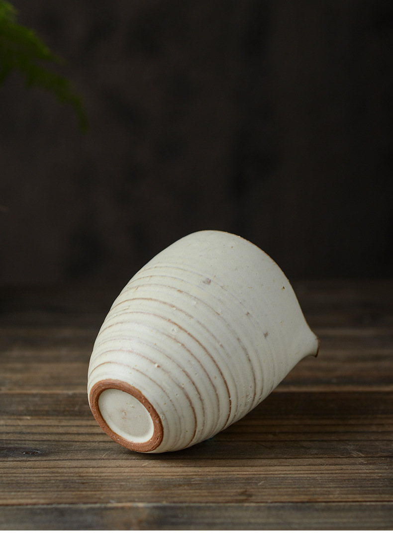 景德镇陶瓷手工粉引公道杯开片可养蝉翼粗陶公杯草木灰釉粉吹匀杯