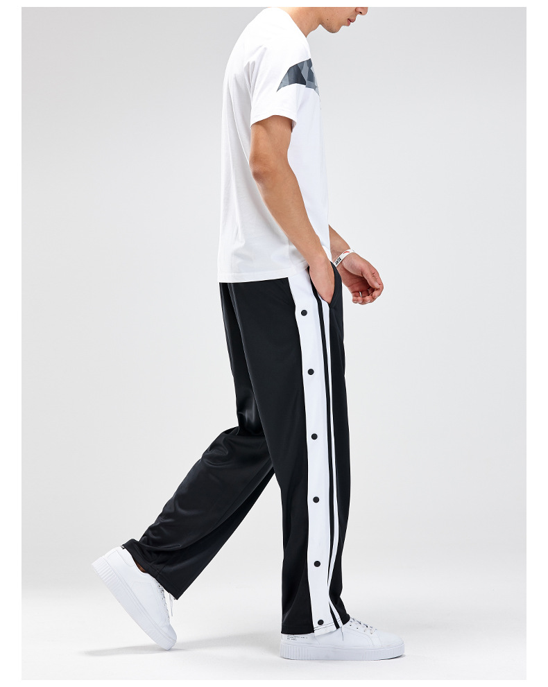 全开扣裤侧边纽扣长裤开脚裤男篮球侧开裤篮球长裤开扣边扣运动裤