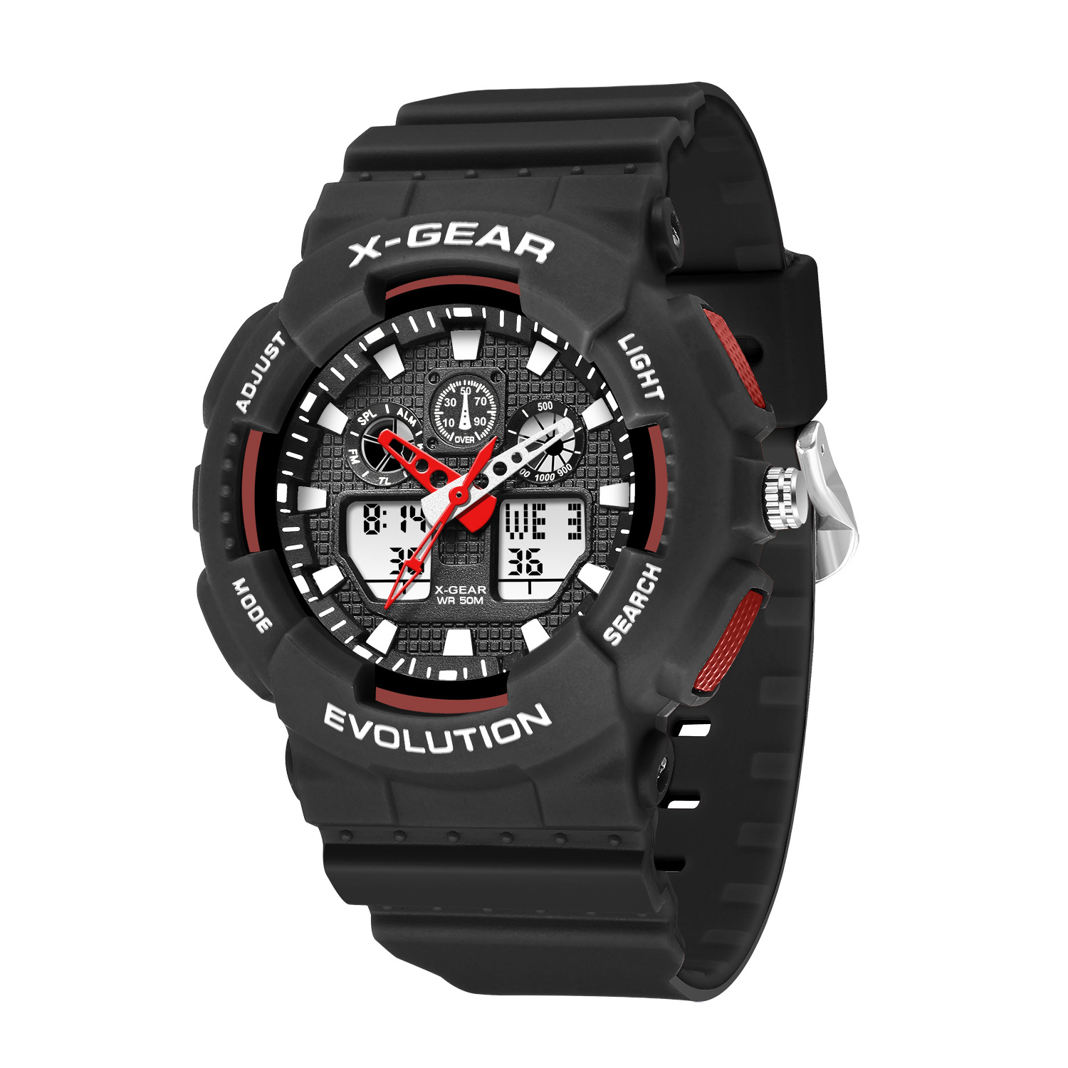 x-gear男士手表电子表运动款多功能户外计步游泳防水学生潮流腕表