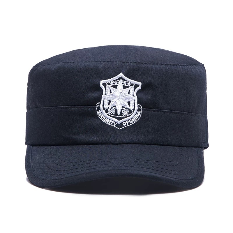 批发保安帽子鸭舌帽黑色制服作训帽男老款训练斜纹特勤物业帽女