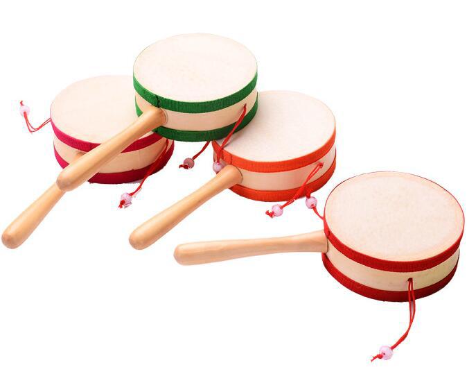 奥尔夫羊皮拨浪鼓 儿童打击乐器 幼儿园早教教具双面手摇鼓