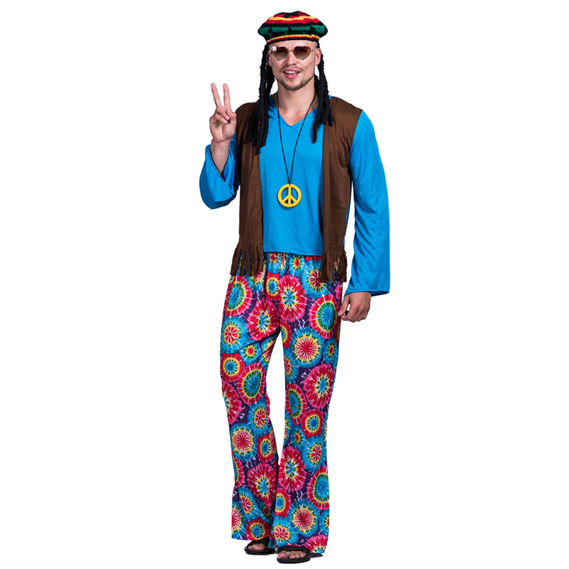 In Stock Halloween New Trend Men's Clothing Hippie Peace Lovers Role Play Halloween Costume