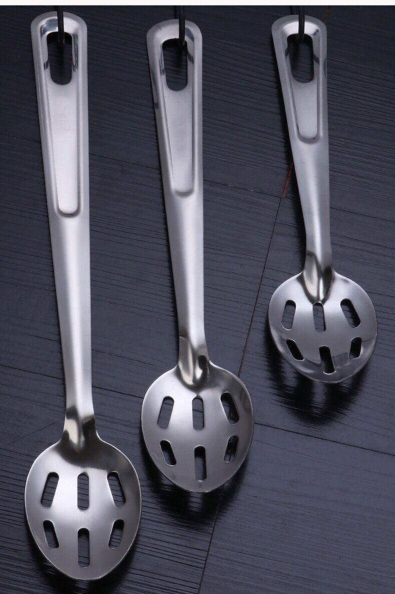 不锈钢炒勺加厚漏勺分菜更自助餐勺子菜勺西式炒更汤更调羹长更