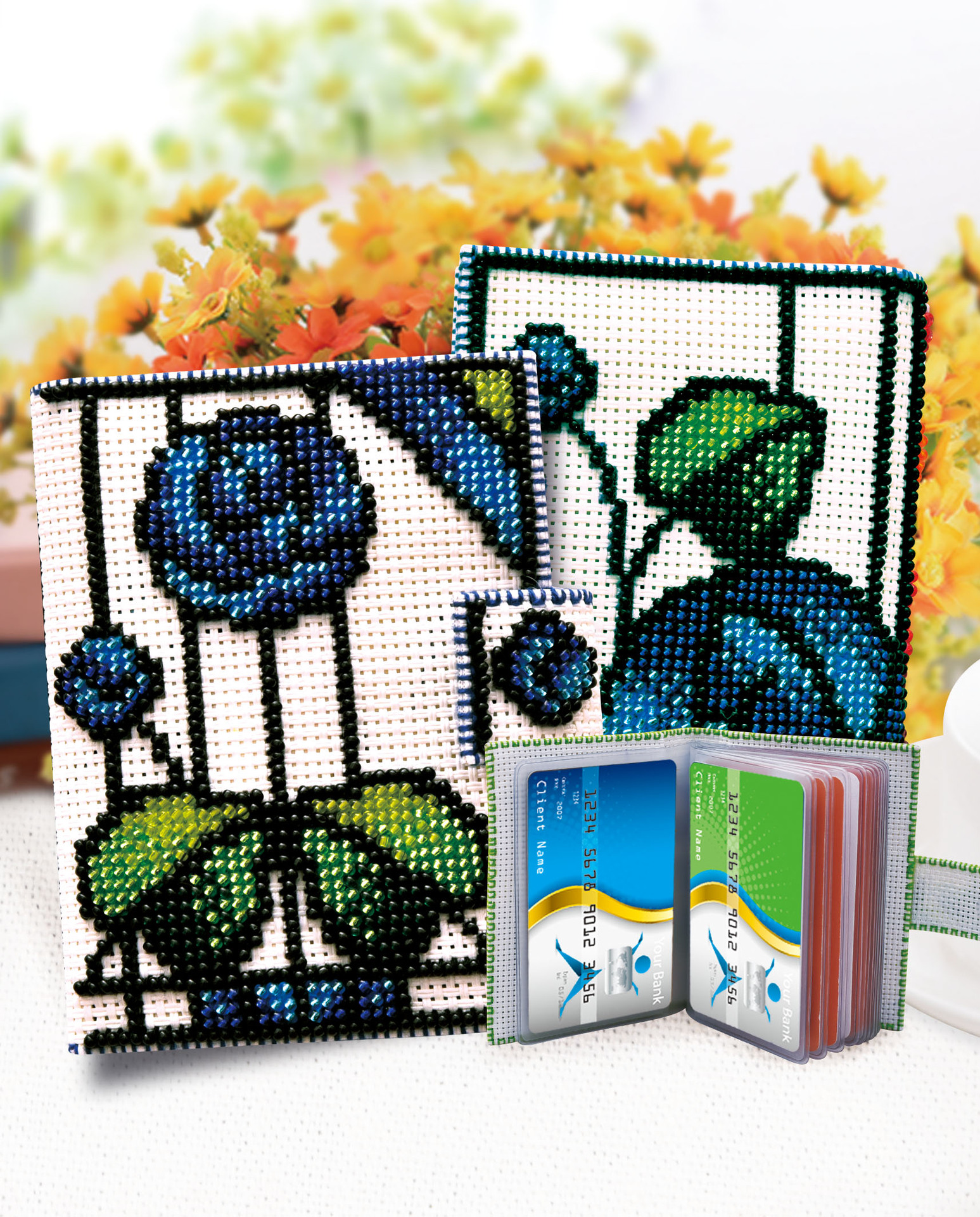 新款手工diy印花十字绣穿珠绣卡包银行公交卡身份证卡通动漫卡套