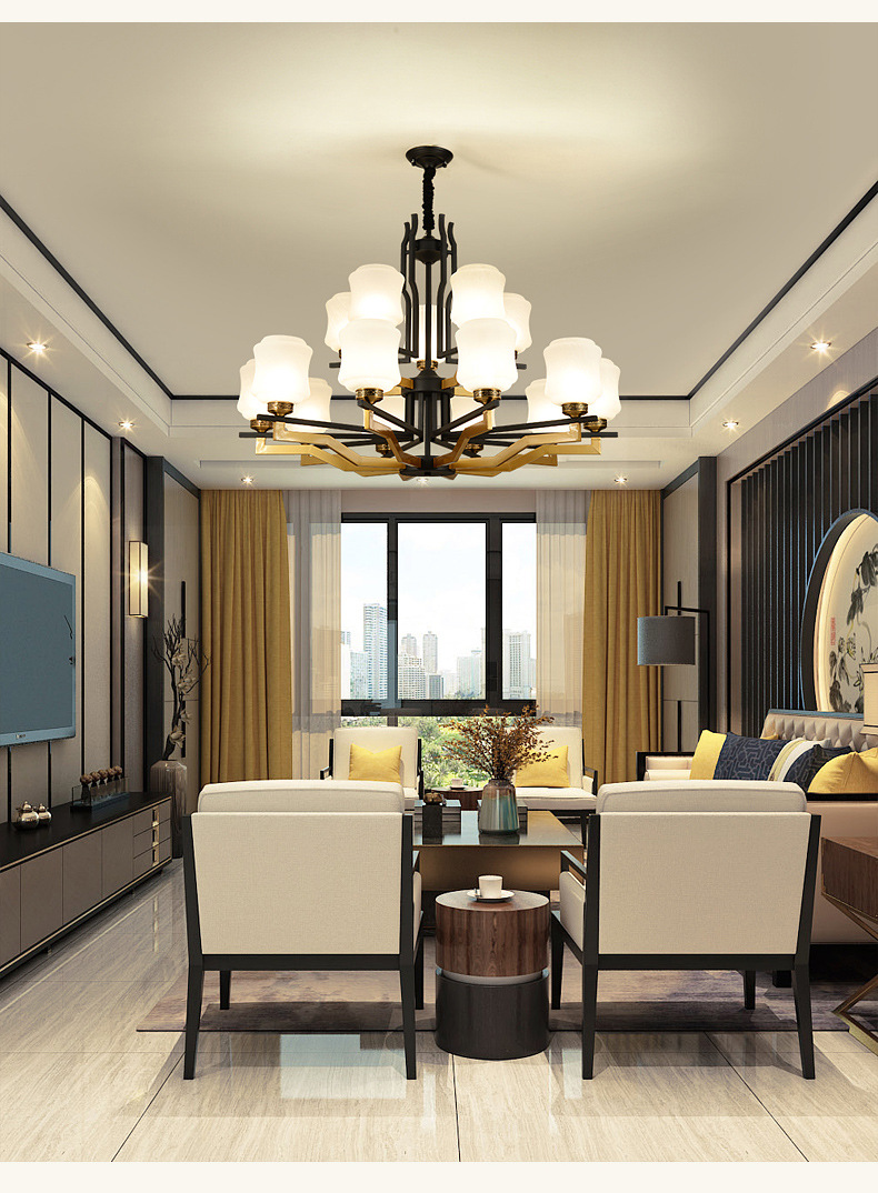 现代新中式吊灯简约大气客厅餐厅灯具个性创意卧室中国风茶楼灯饰