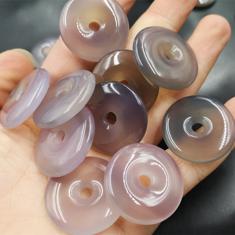 万玉批发 灰玛瑙平安扣吊坠 3厘米灰色玉髓平安扣挂件