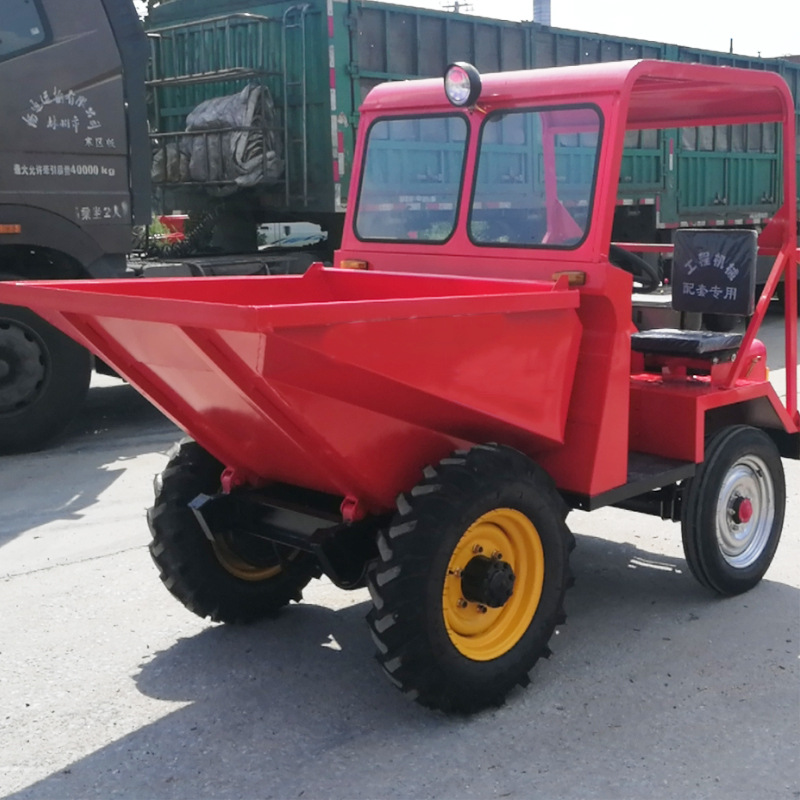 柴油四轮翻斗车 前卸式建筑工地运料车 混凝土液压自卸运输蹦蹦车