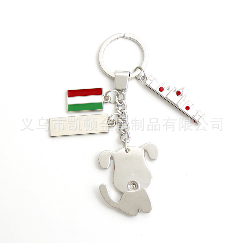 Fashion Creative Cartoon Pug Metal Keychains Pendant Tourist Souvenir Crafts Sample