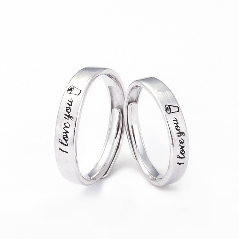 金世缘银饰品批发时尚情人节礼物开口情侣对戒925银真爱系列戒指
