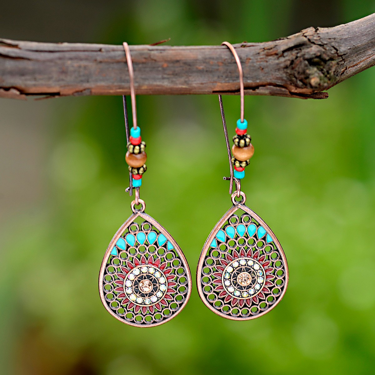 中东异域风情美杜莎恶魔之眼彩色滴油长款挂耳式吊坠耳环外贸饰品