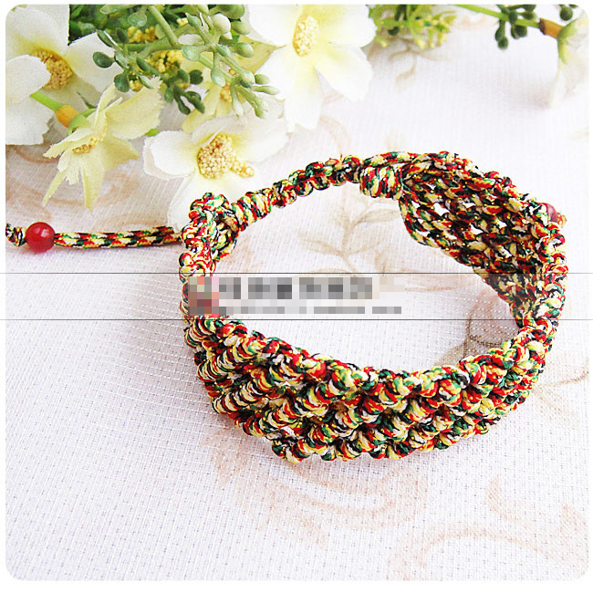 宽面手链 原创手工编织手链 五彩民族风情侣手链