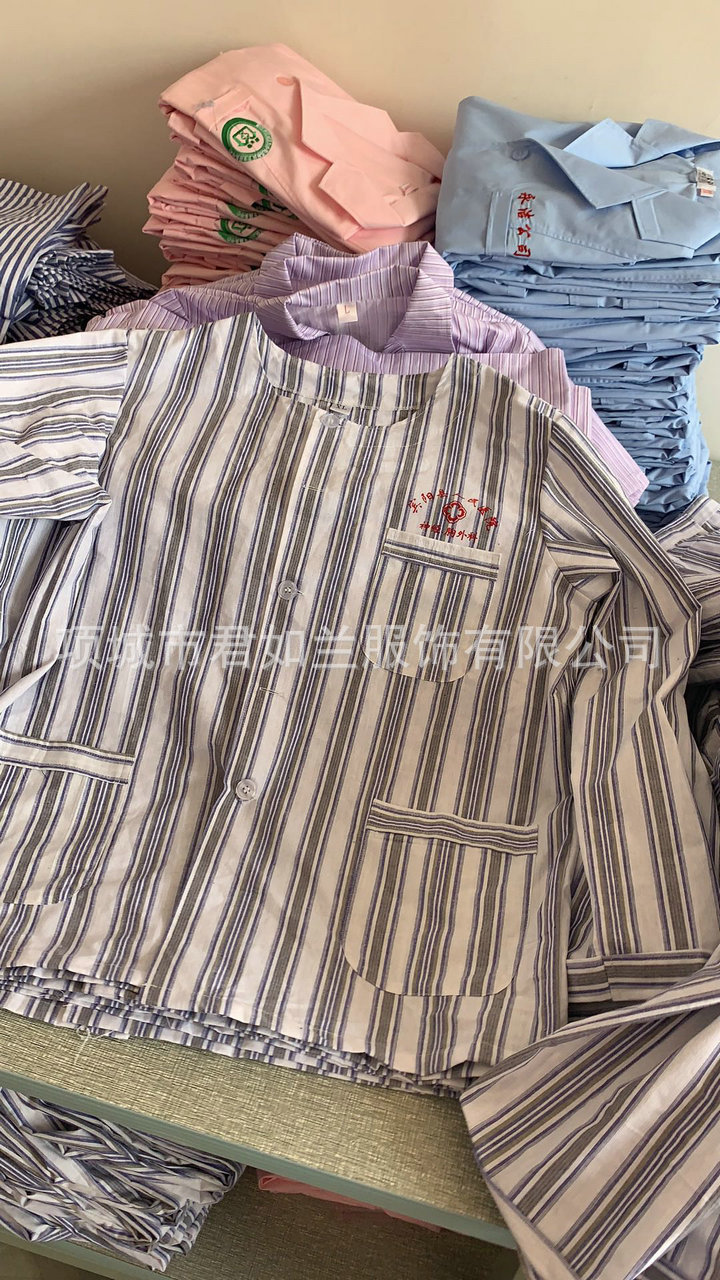 工厂棉质病号服病人服精神医院患者服蓝白条纹长短袖各种款式花形