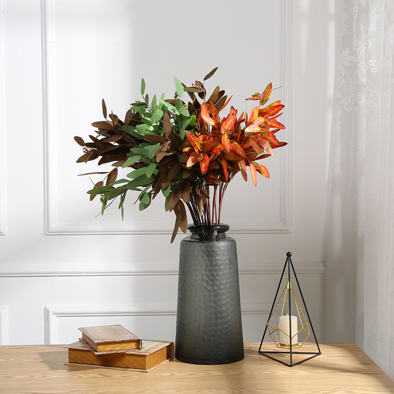 北欧清新风格尤加利叶仿真花家居装饰花瓶花艺套装植物插花摆件
