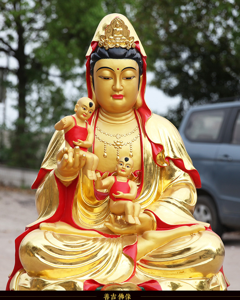 厂家批发树脂送子观音佛像摆件求子嗣观世音菩萨寺庙供奉佛具1米3