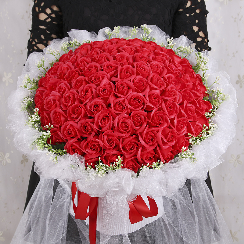 厂家直销新款99朵玫瑰香皂花花束 肥皂花七夕情人节圣诞礼物批发