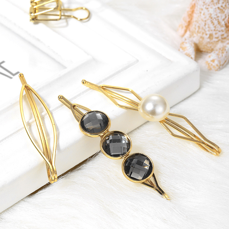 煜璇饰品2020网红热卖发饰韩版百搭水钻发夹女成人刘海边夹一字夹