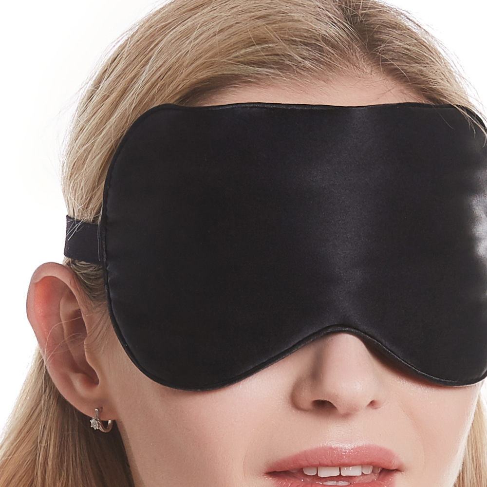 亚马逊真丝眼罩100%桑蚕丝可调节细带定制印刷刺绣logo护眼罩眼膜