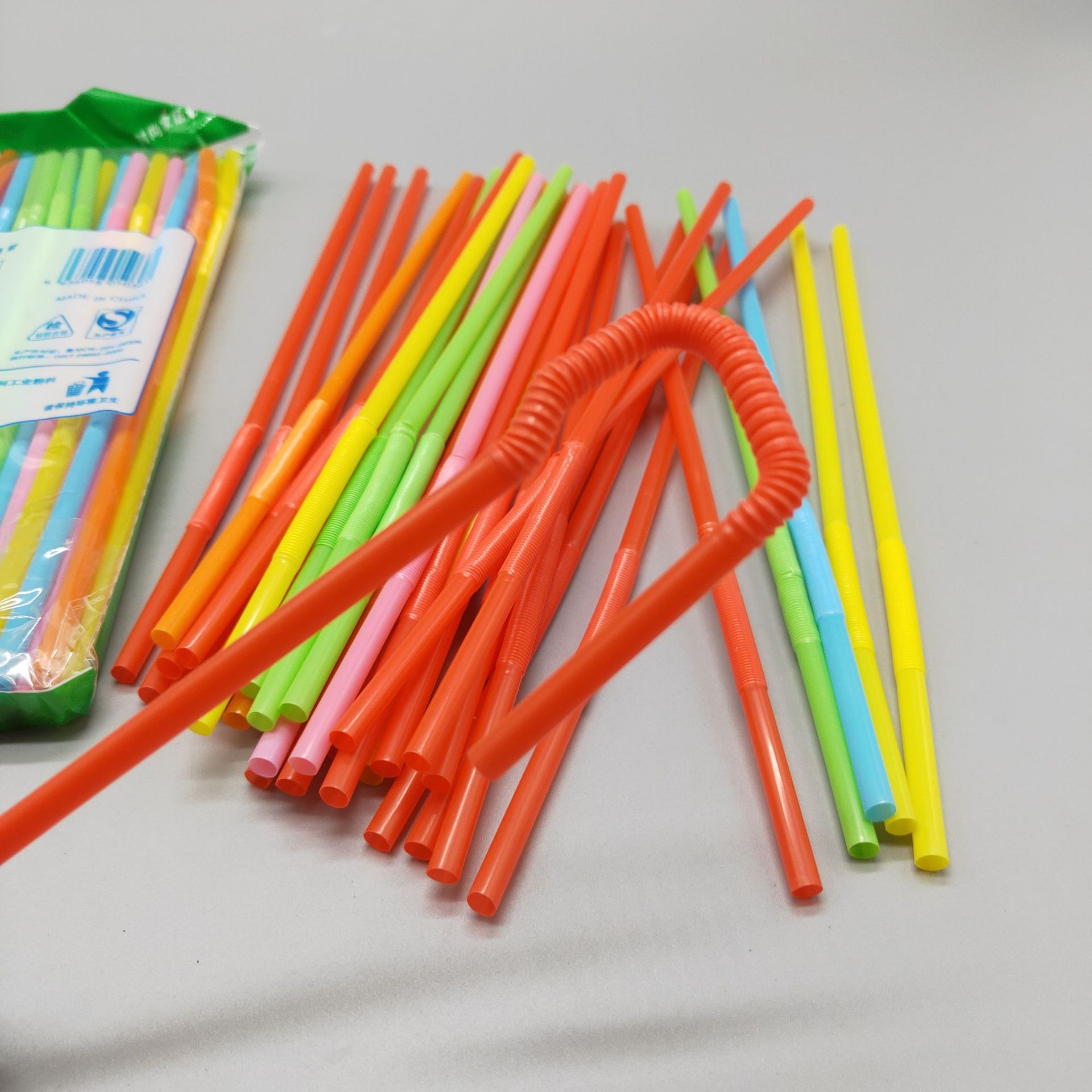一次性可伸缩吸管塑料可乐吸管奶茶吸管长26cm36支包装环保材质
